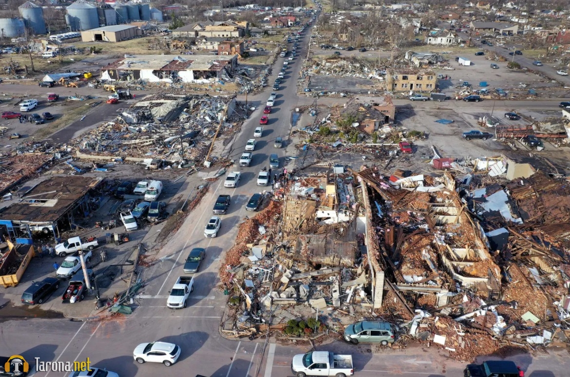 Foto: Kentukki shtati tarixida kuzatilgan eng kuchli tornadodan keyingi holat